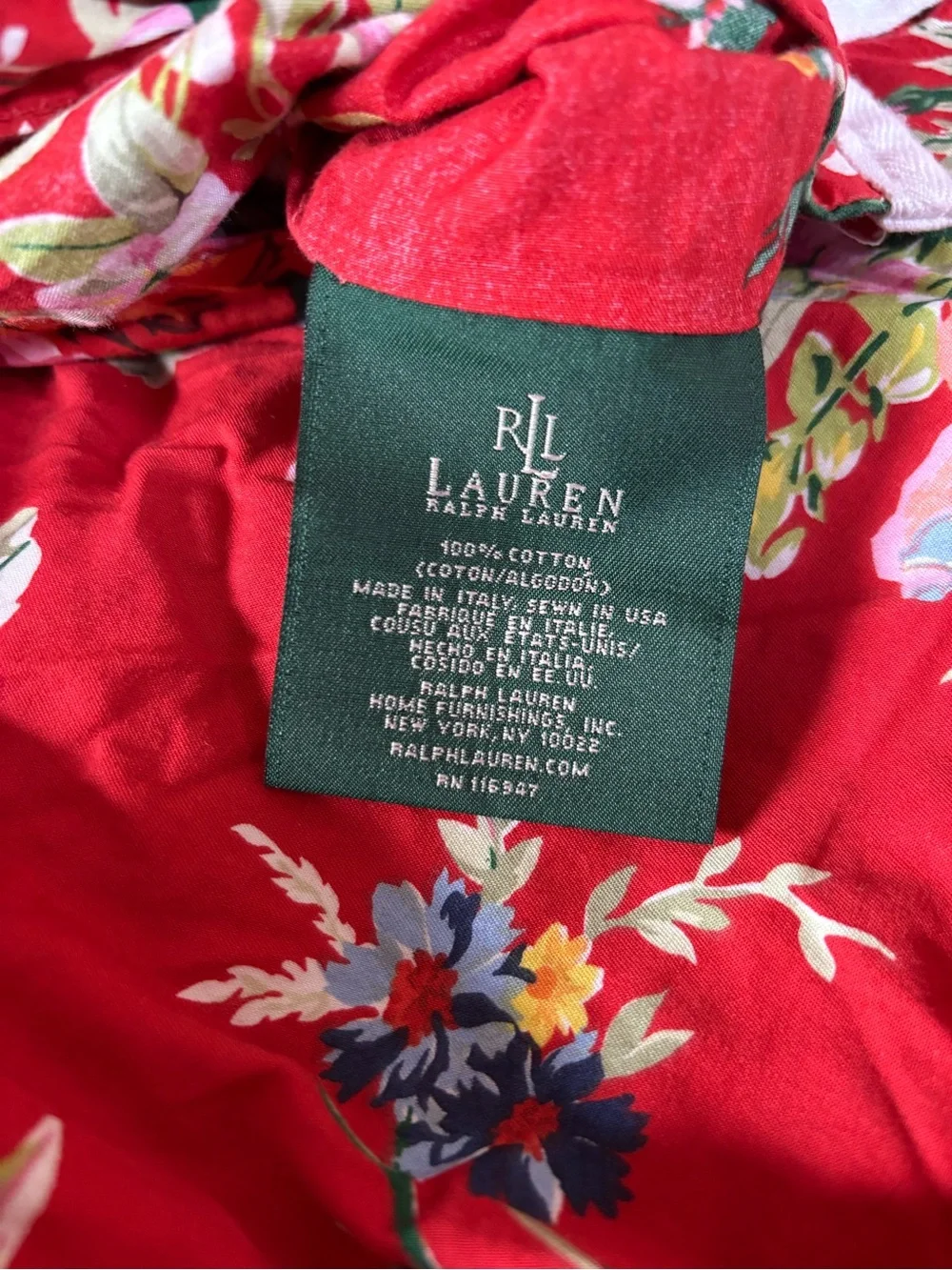 Ralph Lauren vintage Full/Queen duvet cover. Belle Harbor Red Floral 100% cotton